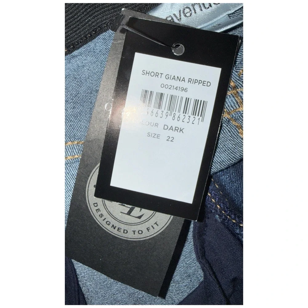 Avenue - Aveology Dark Wash Ripped Denim Shorts - Women’s Size 22 - Rolled Hem - Picture 5 of 7